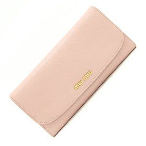 Miu Miu Miu Bi-fold Long Wallet Madras 5M1109 Light Pink Leather Card Women's MI